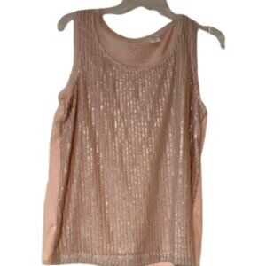 Chico's Peach Sequin Front Tank Top, Lined- Size 1 (Chico's Sizing)